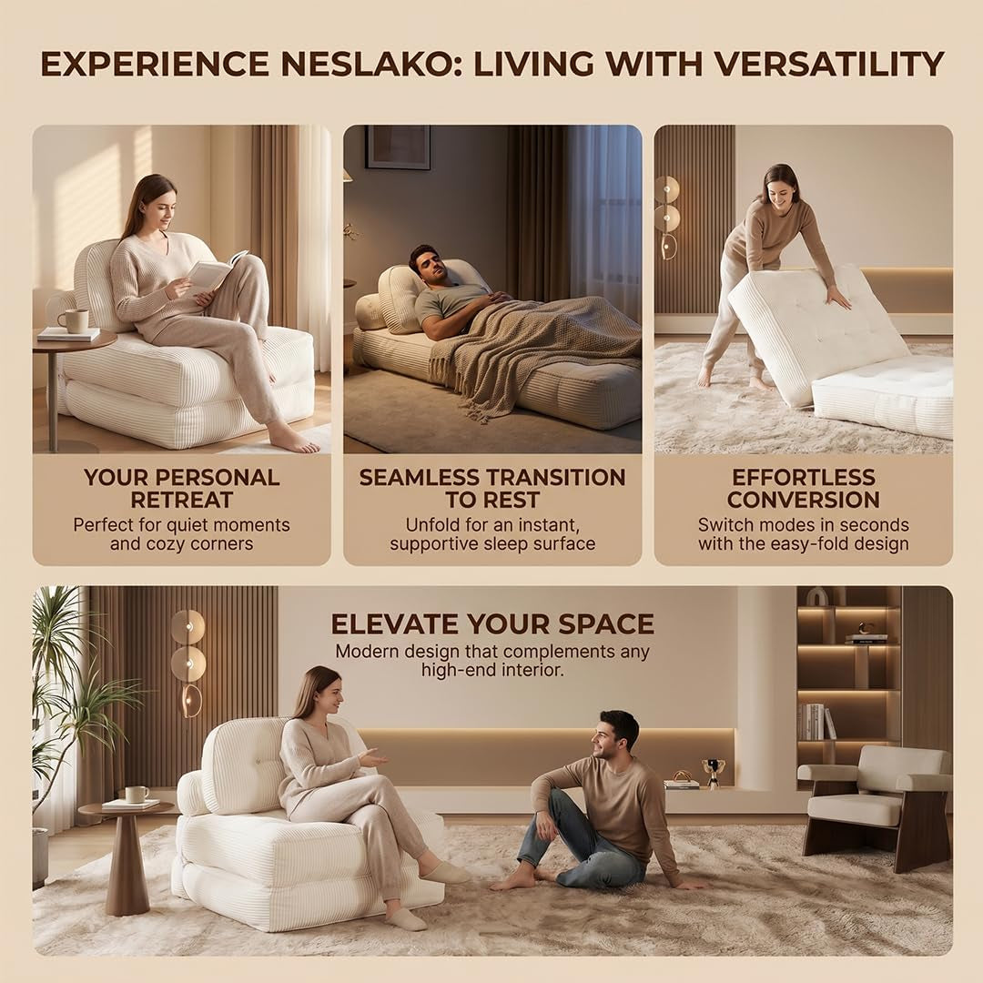Soft Comfortable Folding Sofa Bed With Pillow & Blanket