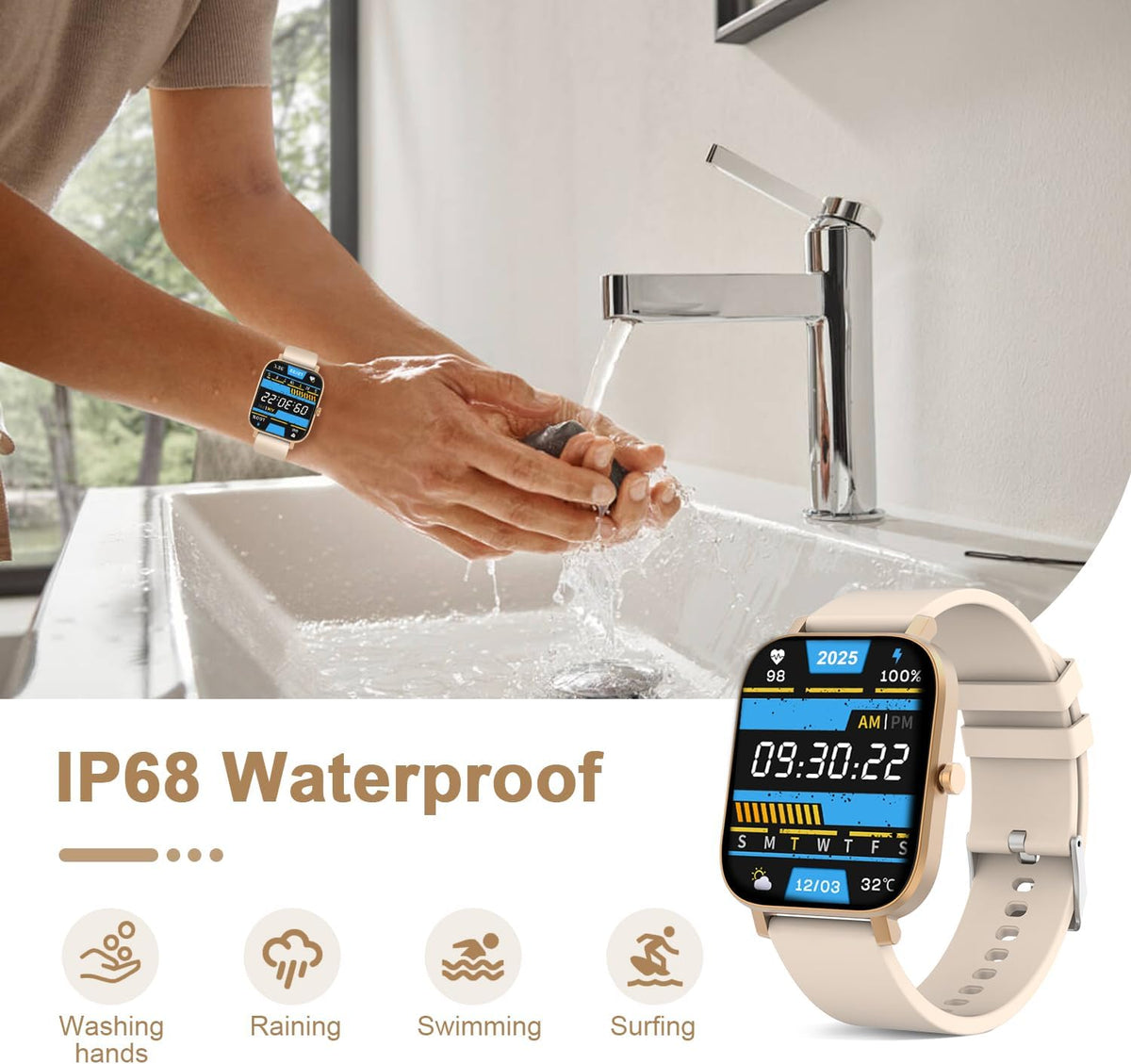 Waterproof Unisex Bluetooth Smart Watch