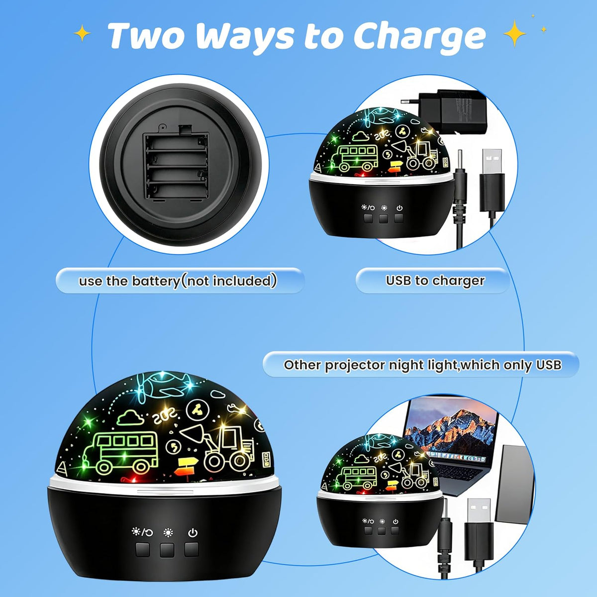Rotating Multi-Color Nightlight Projector Lamp For Kids
