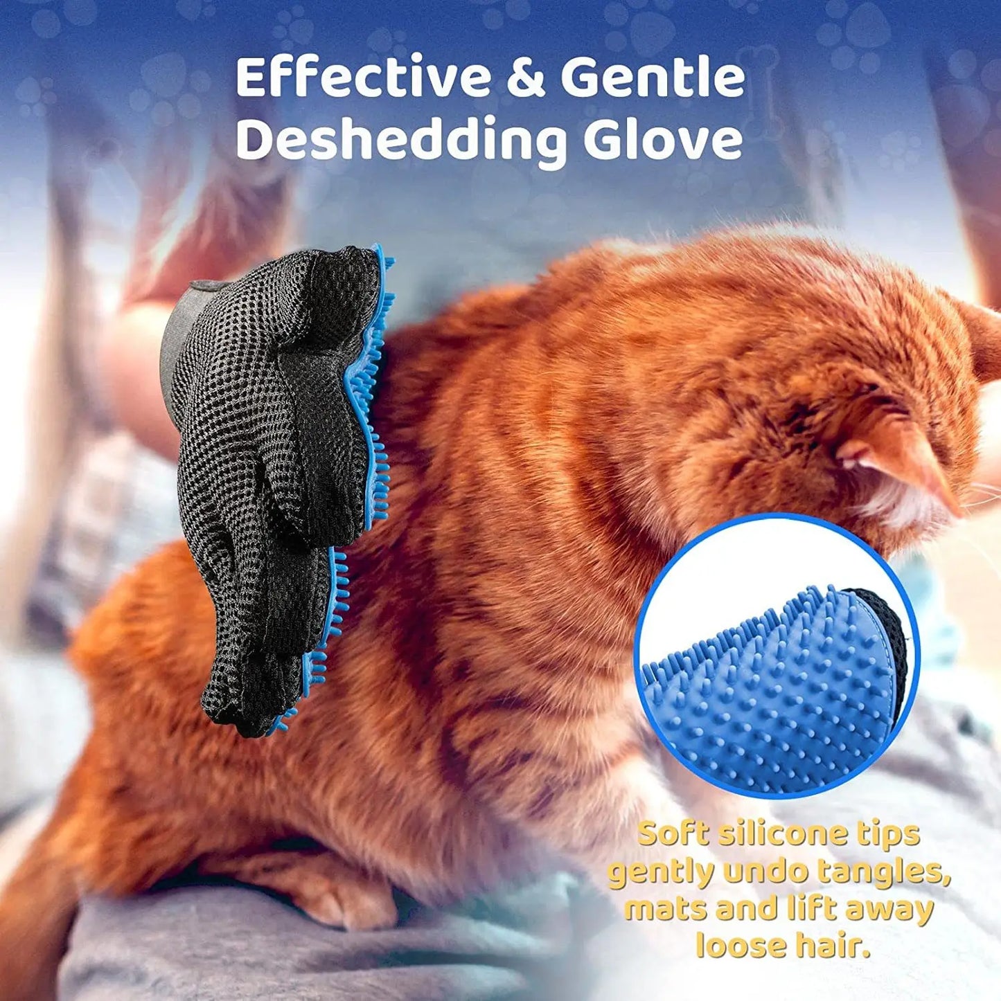Double Sided De-Shedding & Scrubbing Glove/Brush For Pets