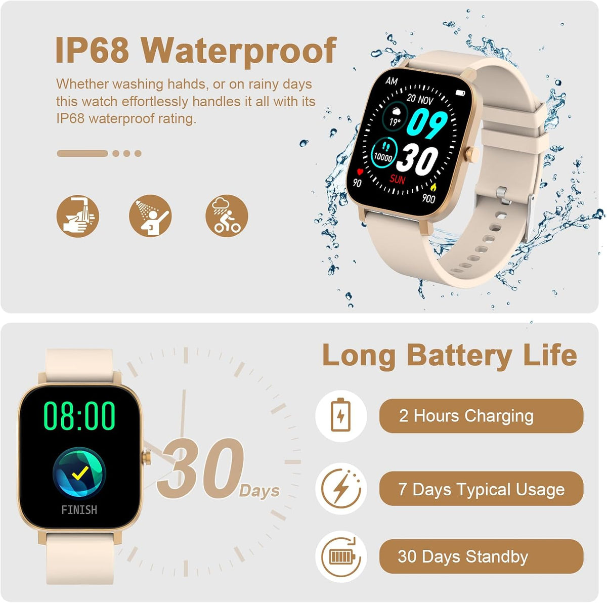 Waterproof Unisex Bluetooth Smart Watch