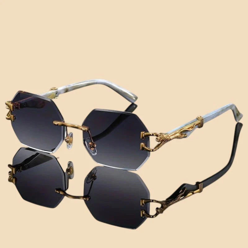 Sleek Designer Rimless Sunglasses With UV400 Protection
