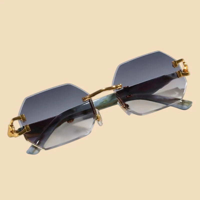 Sleek Designer Rimless Sunglasses With UV400 Protection