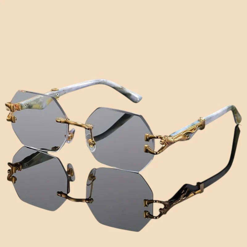 Sleek Designer Rimless Sunglasses With UV400 Protection