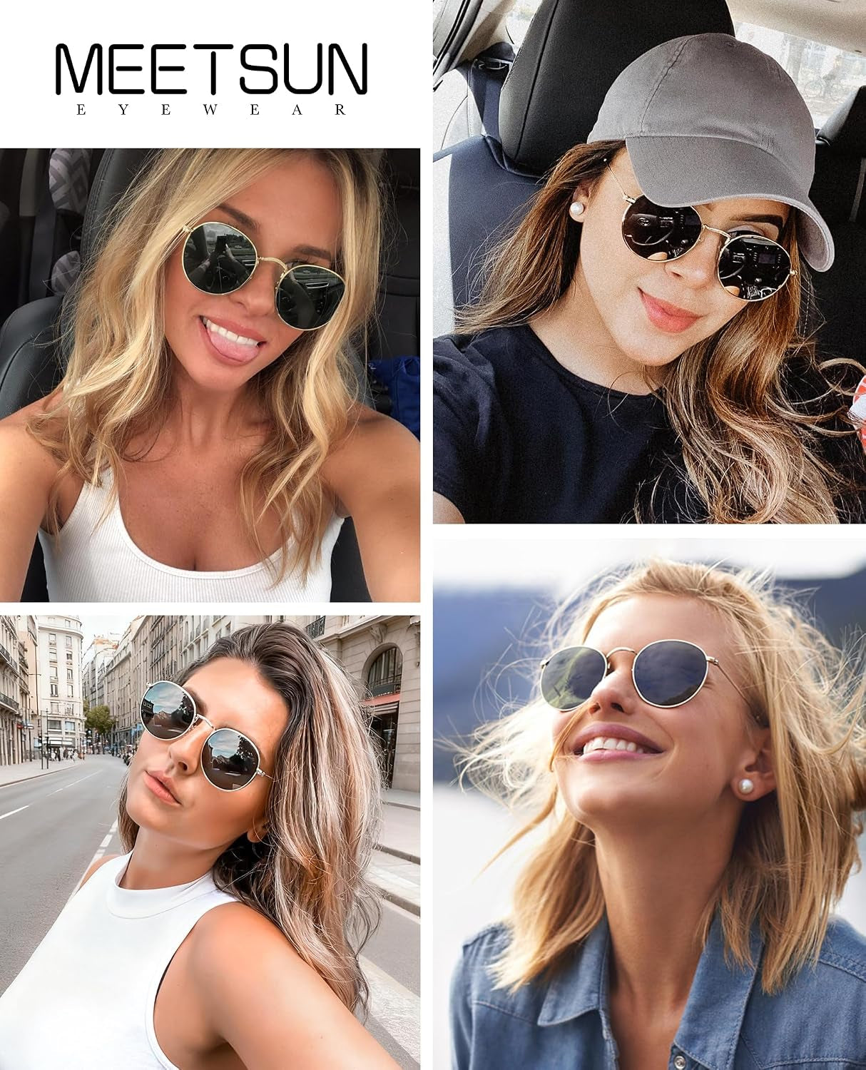 [3-PACK] Stylish Round Polarized Unisex Sunglasses With Metal Frame & UV400 Protection