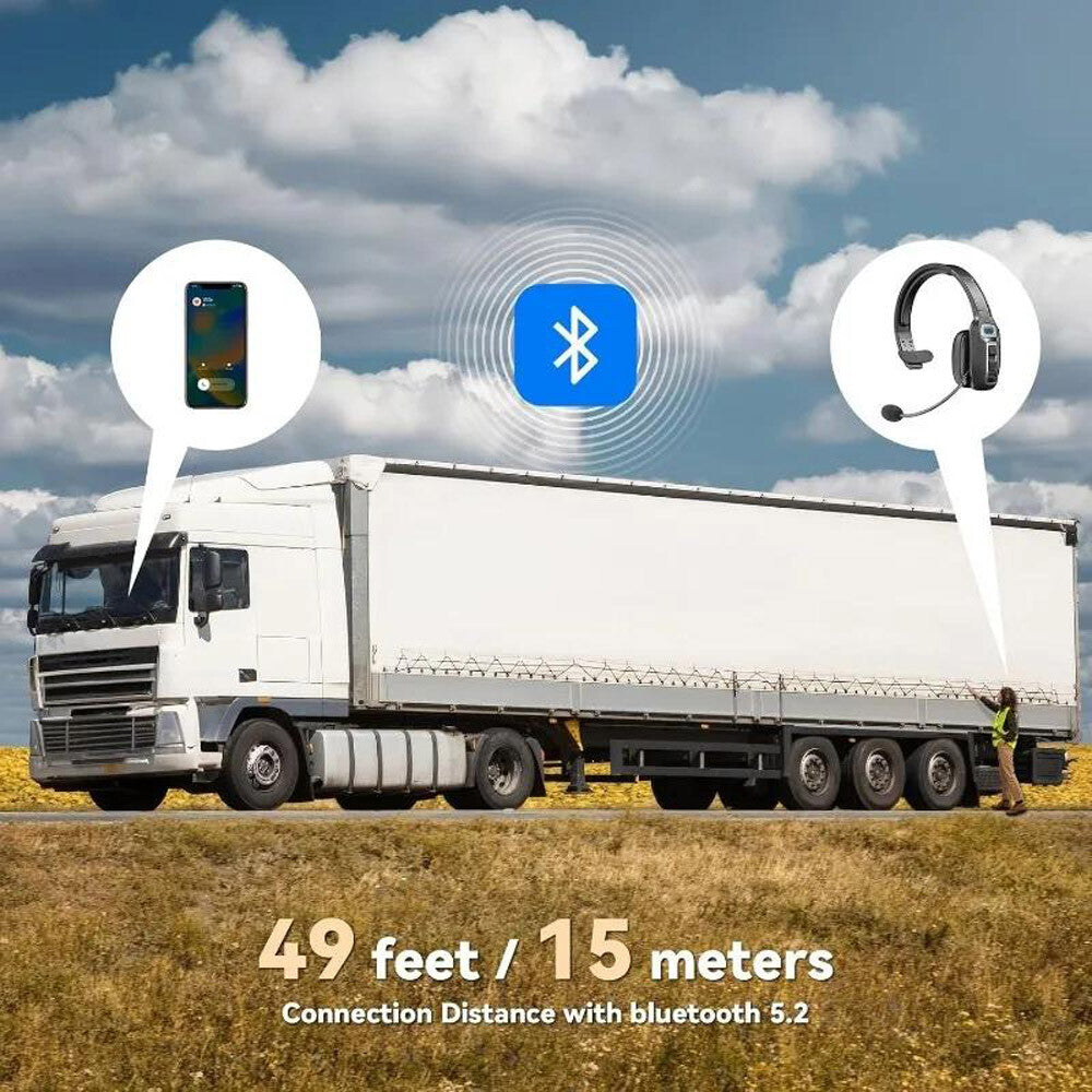 Wireless Bluetooth Trucker Headset With Noise Cancelling Technology & Microphone