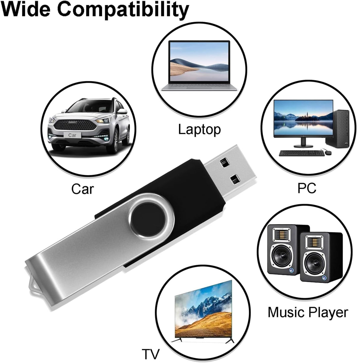 Swivel Design 16GB USB Thumb Drive With Keychain