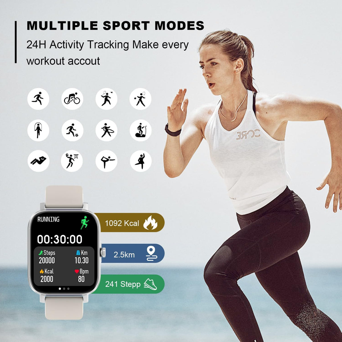 Waterproof Bluetooth Smart Watch Compatible With Any Phone