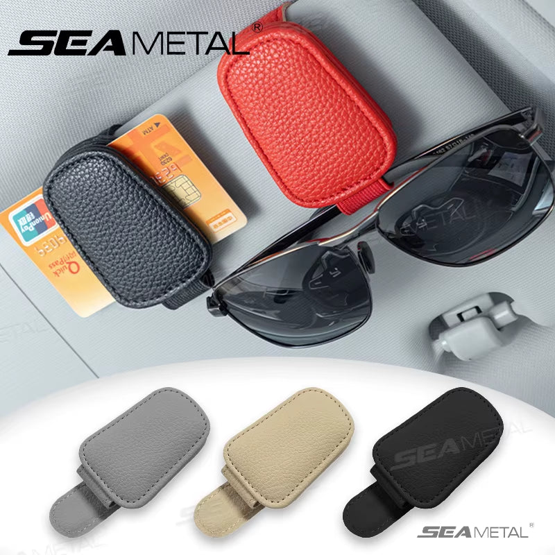 SEAMETAL Car Sunglasses Clip Sun Visor Glasses & Card Holder