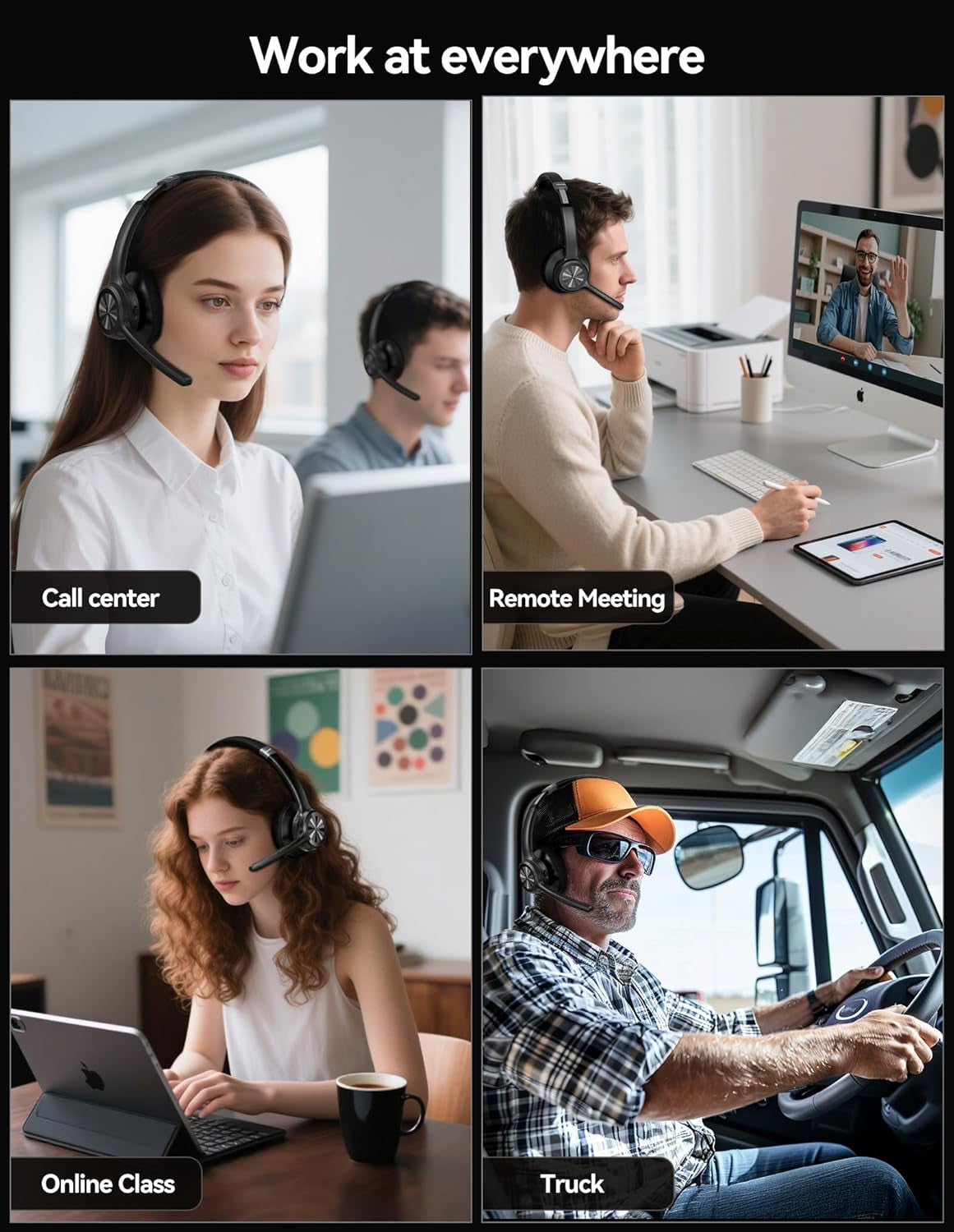 One-Ear Bluetooth V5.2 Headset With AI Noise Cancelling Technology