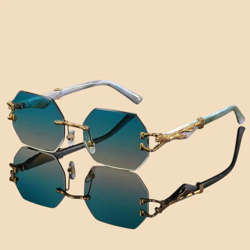 Sleek Designer Rimless Sunglasses With UV400 Protection
