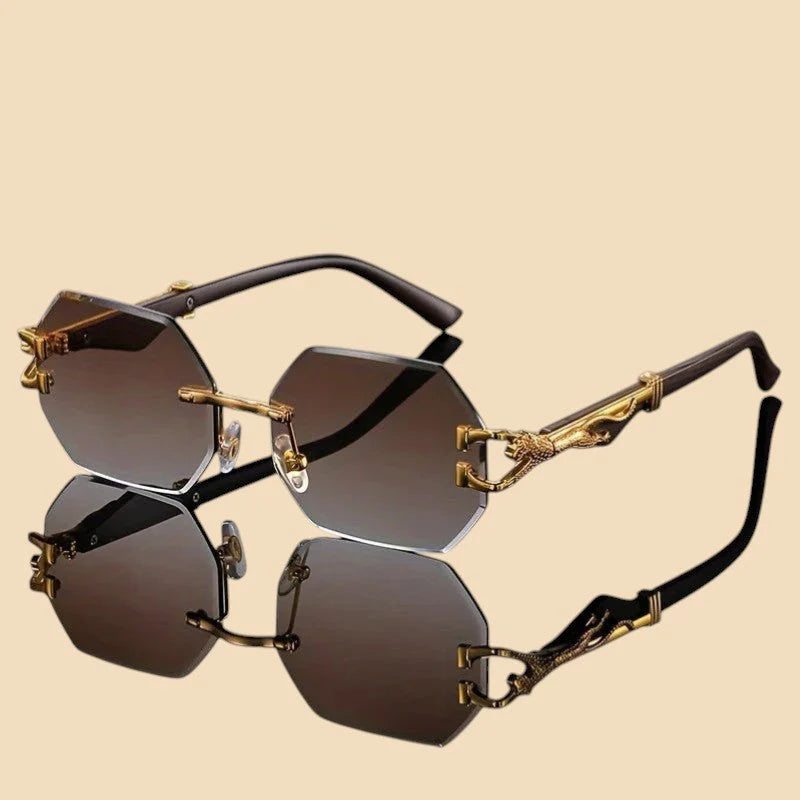 Sleek Designer Rimless Sunglasses With UV400 Protection