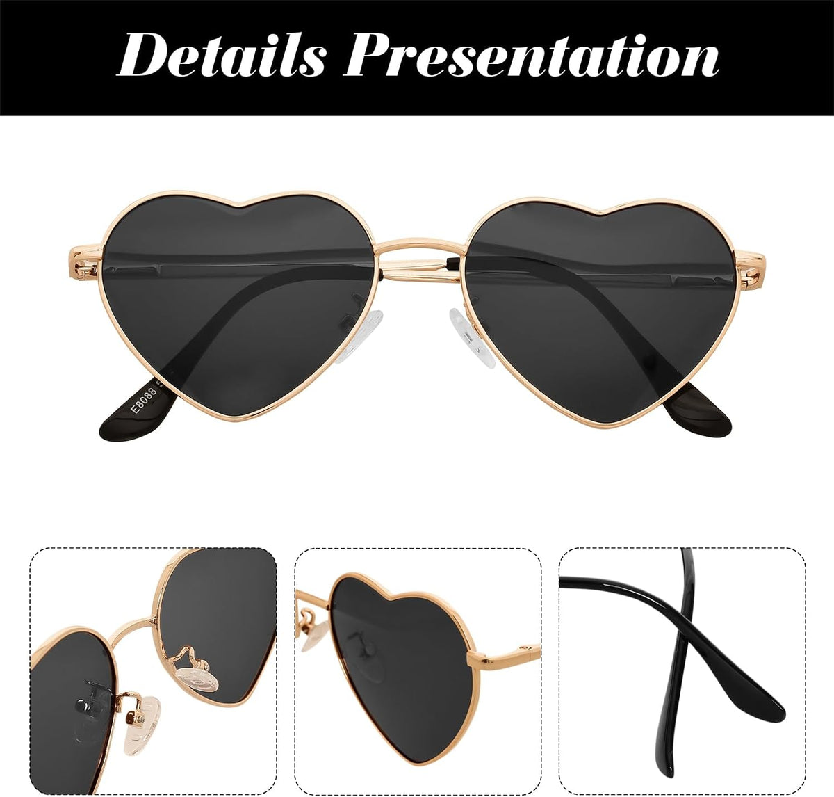 Women's Polarized Heart Shaped Sunglasses With UV400 Protection
