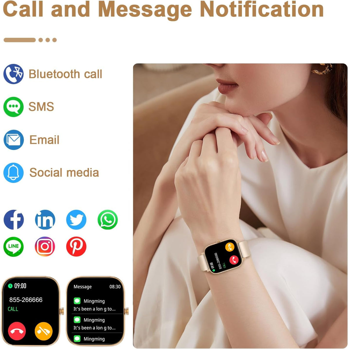 Waterproof Unisex Bluetooth Smart Watch