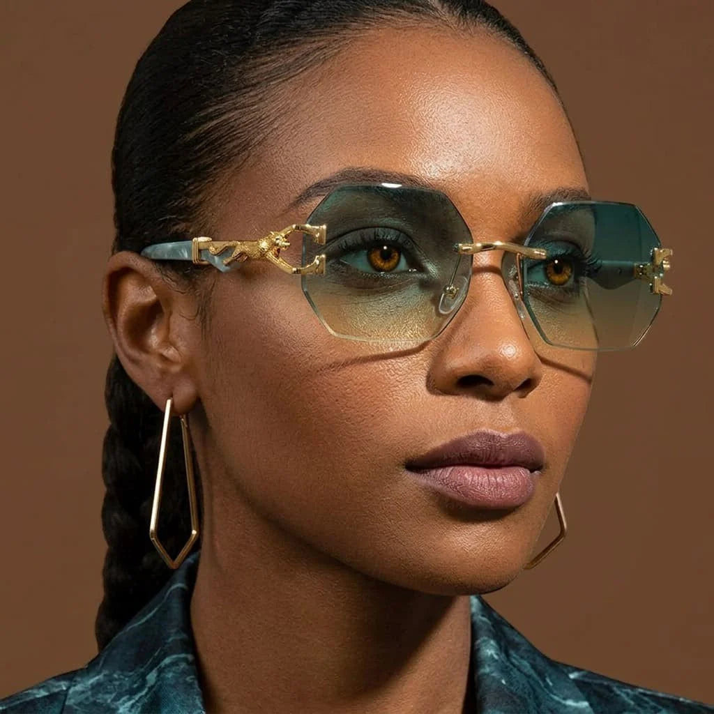 Sleek Designer Rimless Sunglasses With UV400 Protection