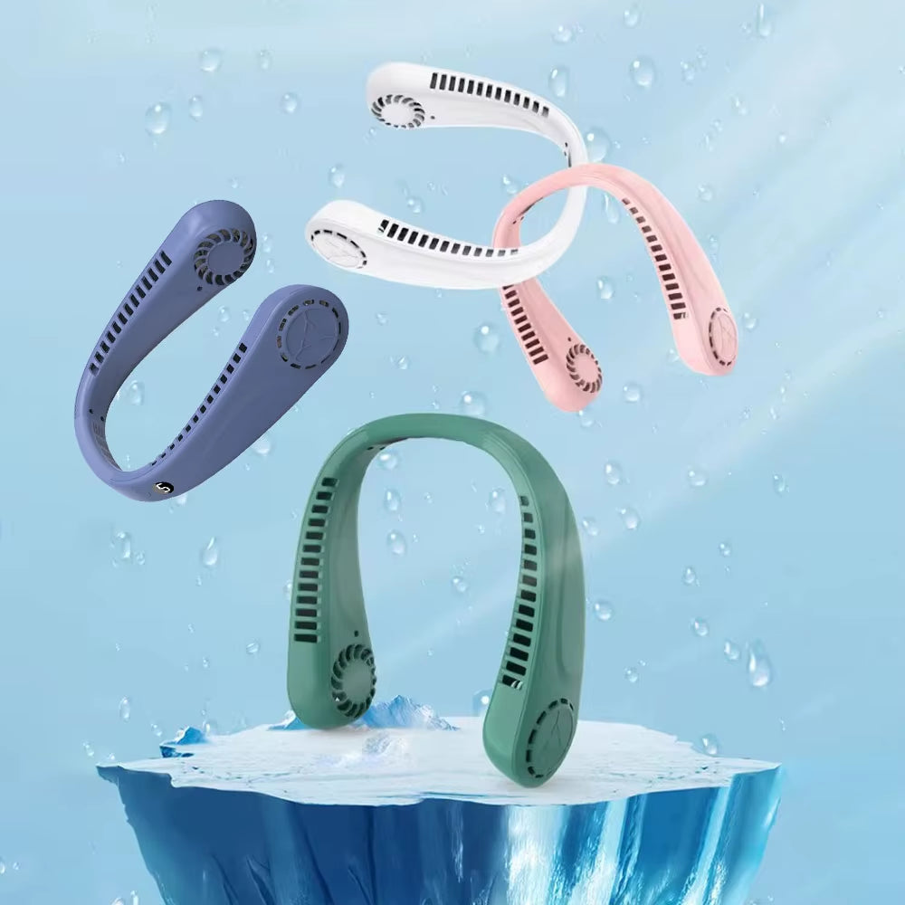 5 Speed Portable Neck Fan USB Rechargeable With Dual Air Cooling