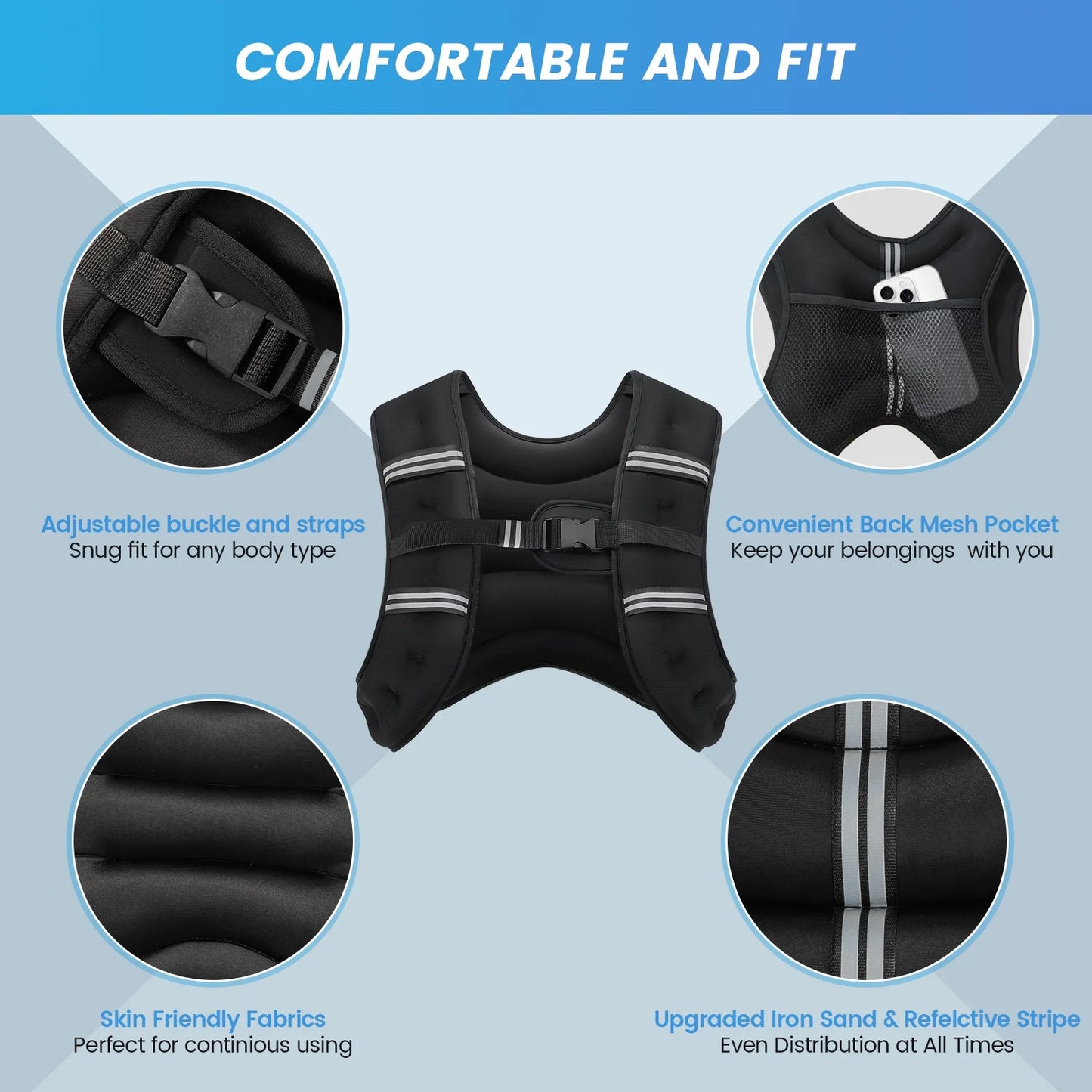 6LB Mesh Weighted Vest With Adjustable Buckle