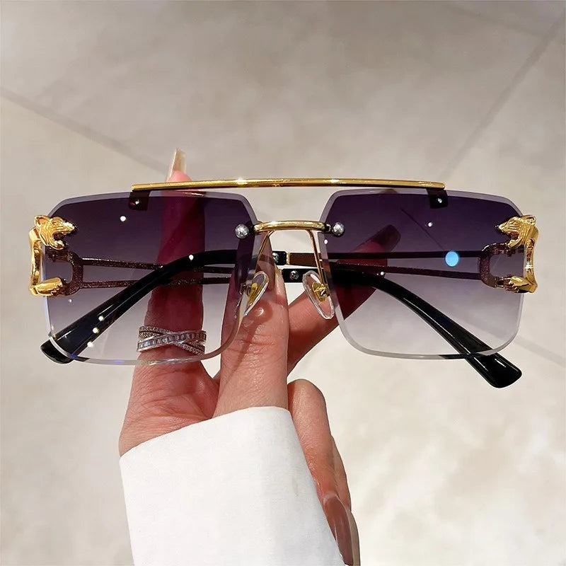 Unisex Designer Gradient Rimless Eyewear With UV400 Protection