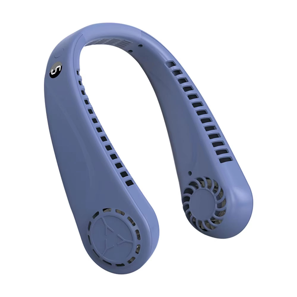 5 Speed Portable Neck Fan USB Rechargeable With Dual Air Cooling