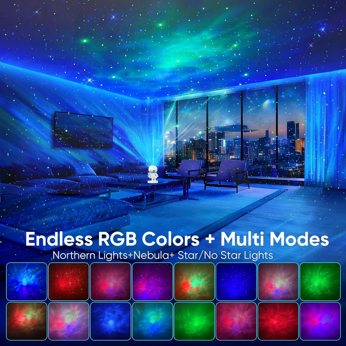 LED Astronaut Galaxy Night Light Projector