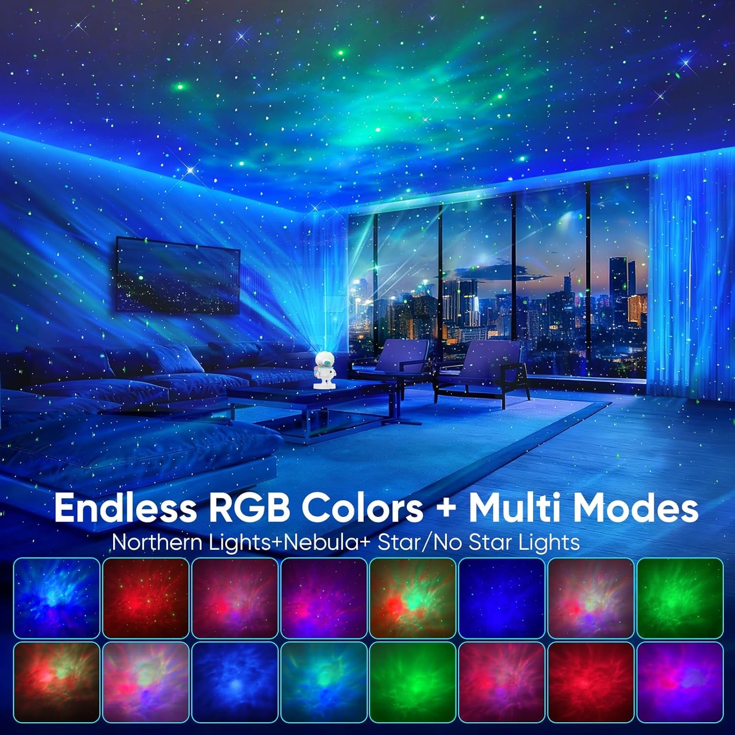 LED Astronaut Galaxy Night Light Projector