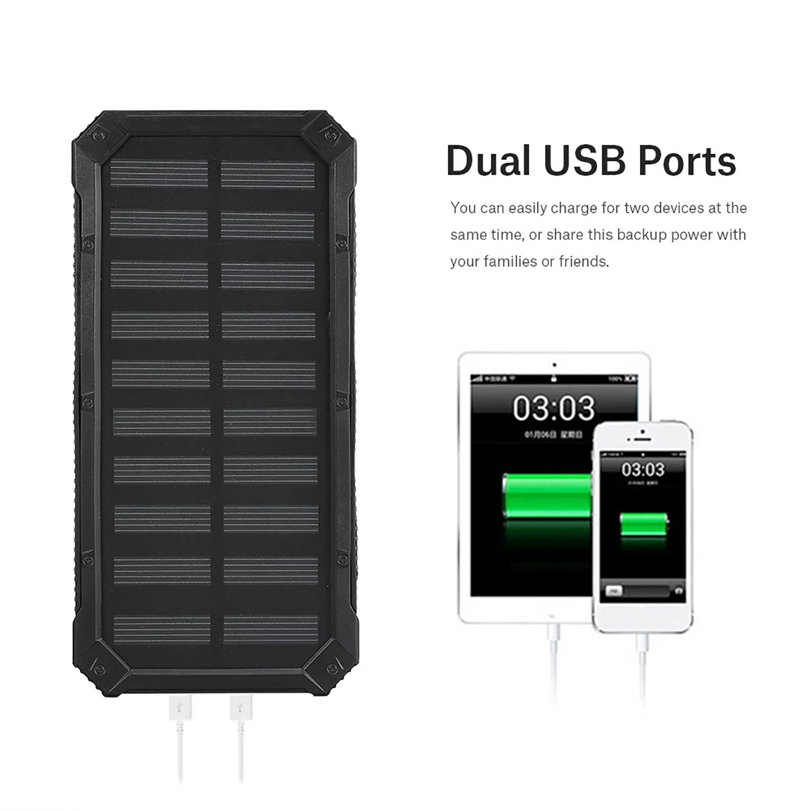 Portable 20000 mAh Power Bank with Dual USB Ports