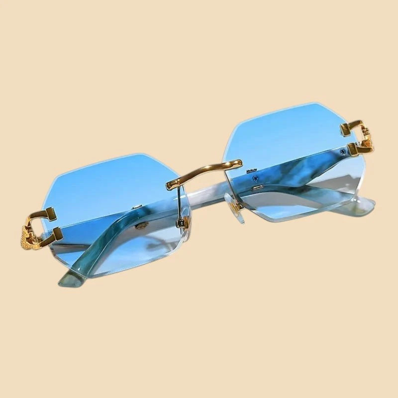 Sleek Designer Rimless Sunglasses With UV400 Protection