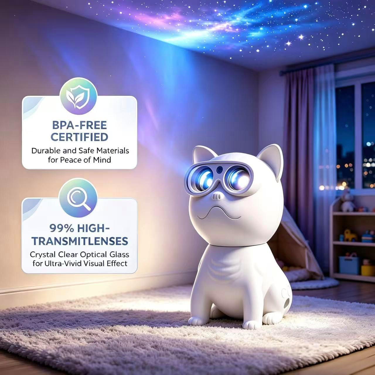 Cat Shaped Galaxy Projecting Night Light For Kids
