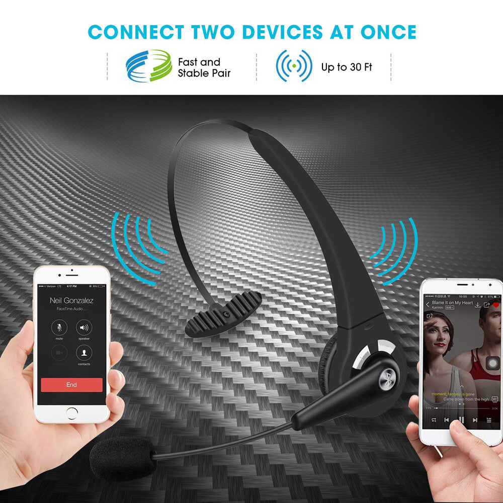 Advanced One-Ear Wireless Bluetooth Headset W/ Microphone