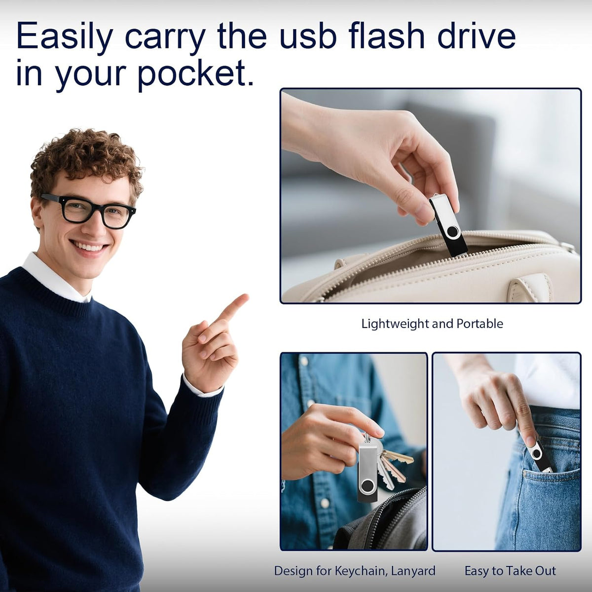 Swivel Design 16GB USB Thumb Drive With Keychain