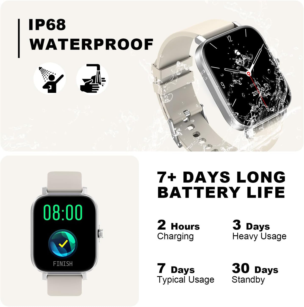Waterproof Bluetooth Smart Watch Compatible With Any Phone