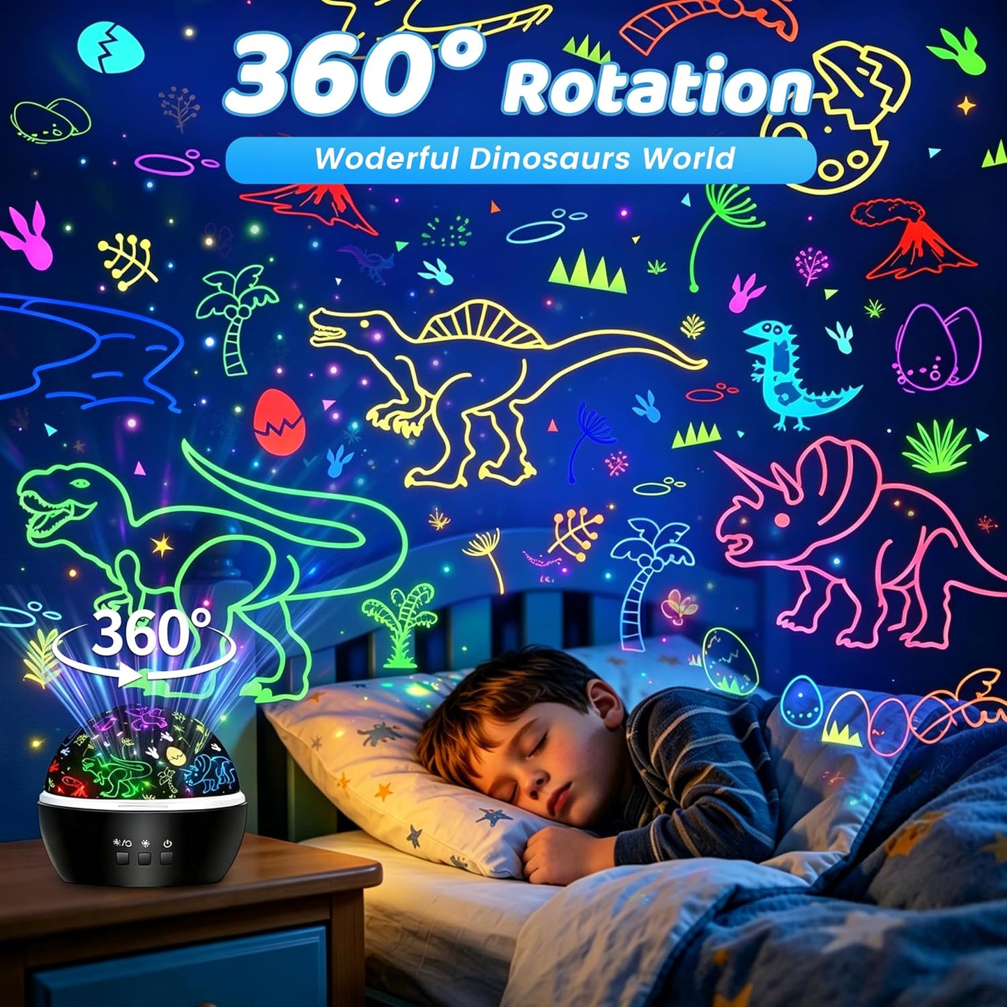 Rotating Multi-Color Nightlight Projector Lamp For Kids
