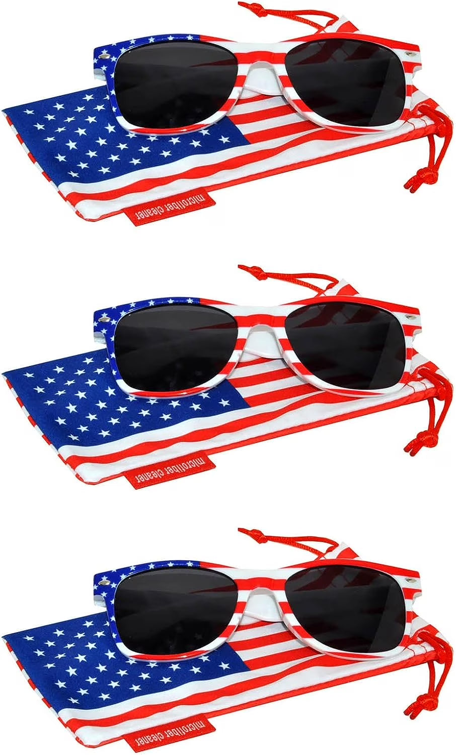 Unisex Patriotic American Flag Sunglasses With UV400 Protection (3 Pack)