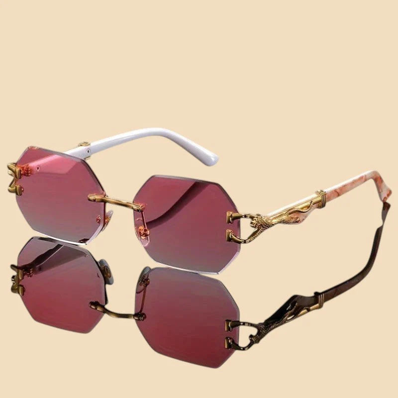 Sleek Designer Rimless Sunglasses With UV400 Protection