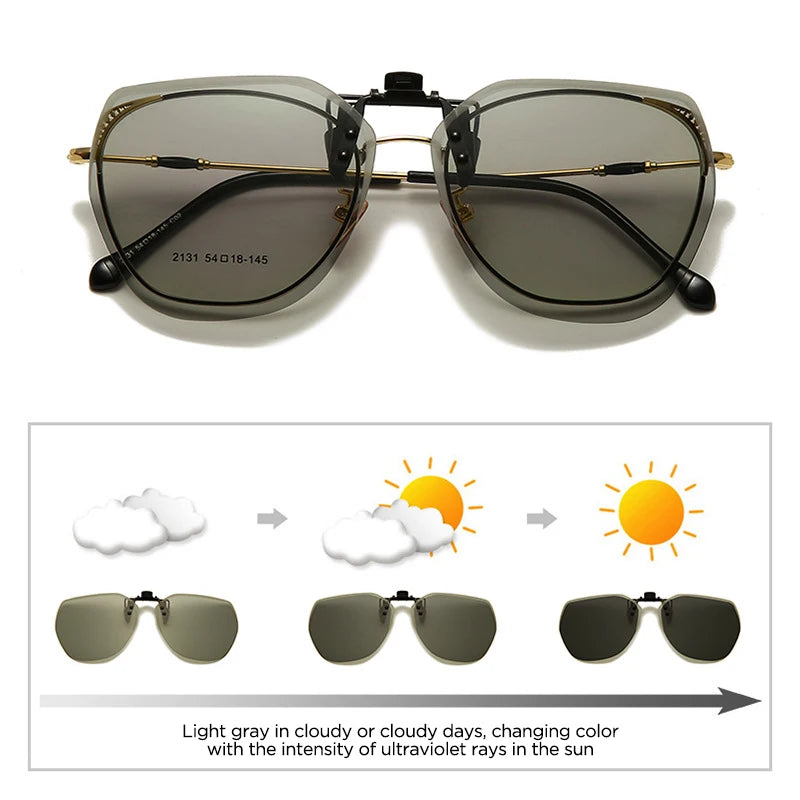 Men's Stylish Designer Style Photochromic Sunglasses With UV400 Protection & Polarization