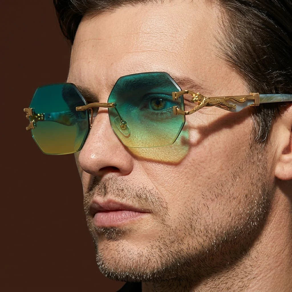 Sleek Designer Rimless Sunglasses With UV400 Protection