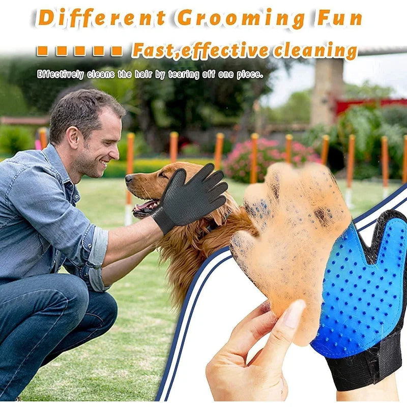 Double Sided De-Shedding & Scrubbing Glove/Brush For Pets