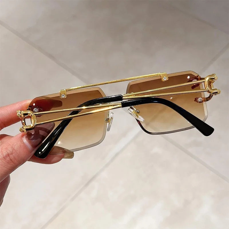 Unisex Designer Gradient Rimless Eyewear With UV400 Protection