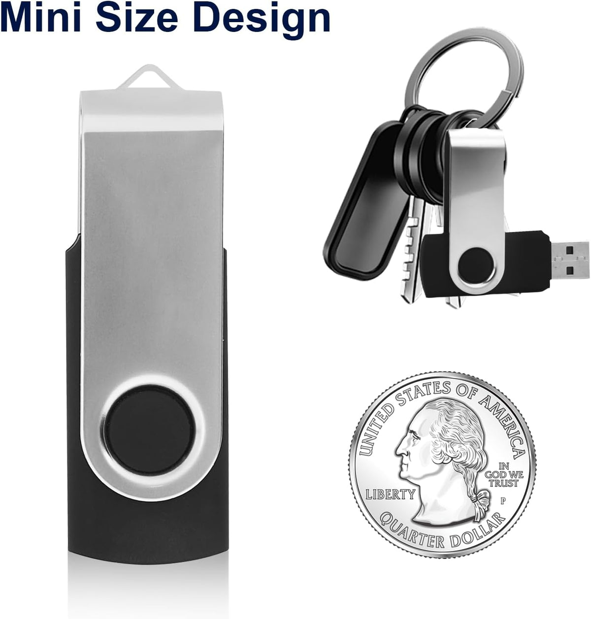 Swivel Design 16GB USB Thumb Drive With Keychain