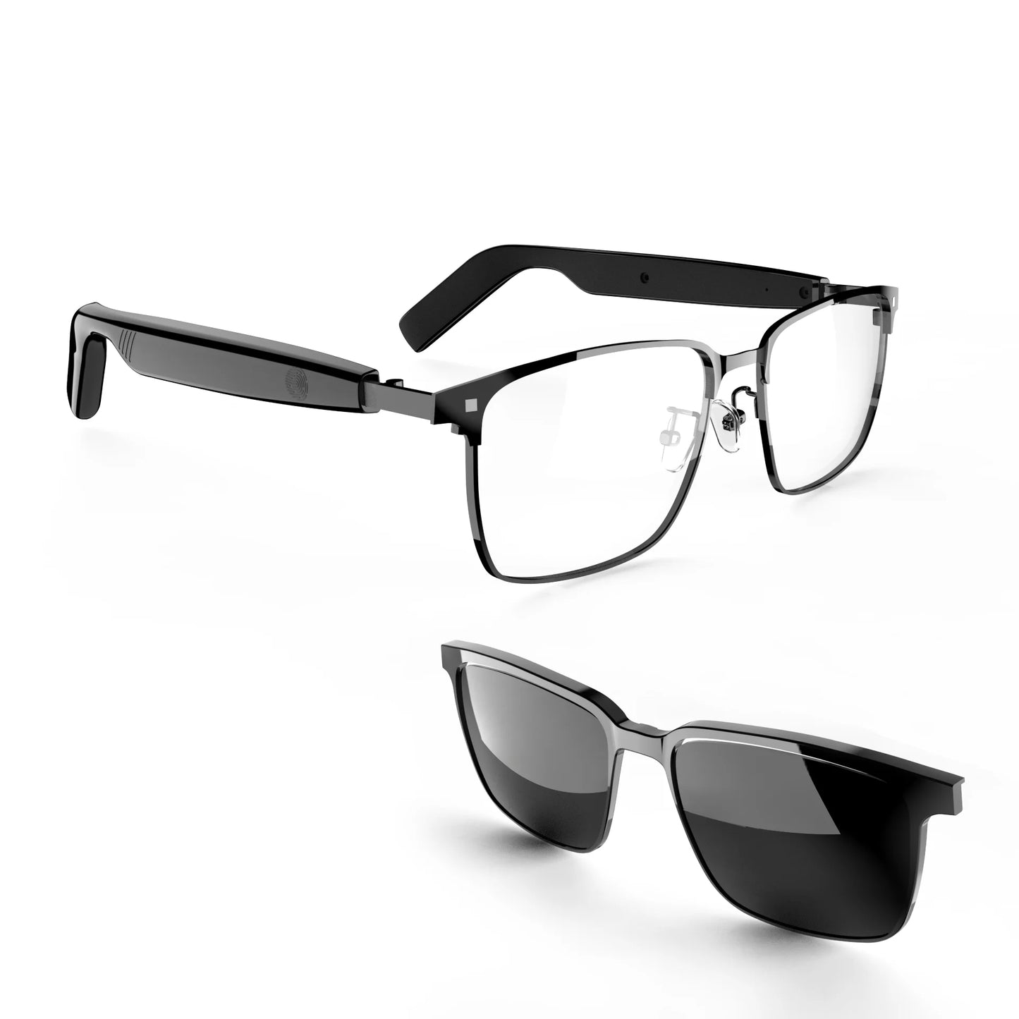 SG-20 Pro TWS 2-In-1 Smart Bluetooth Glasses - Convertible Sunglasses & Clear Lenses, Wireless Audio, Touch Control