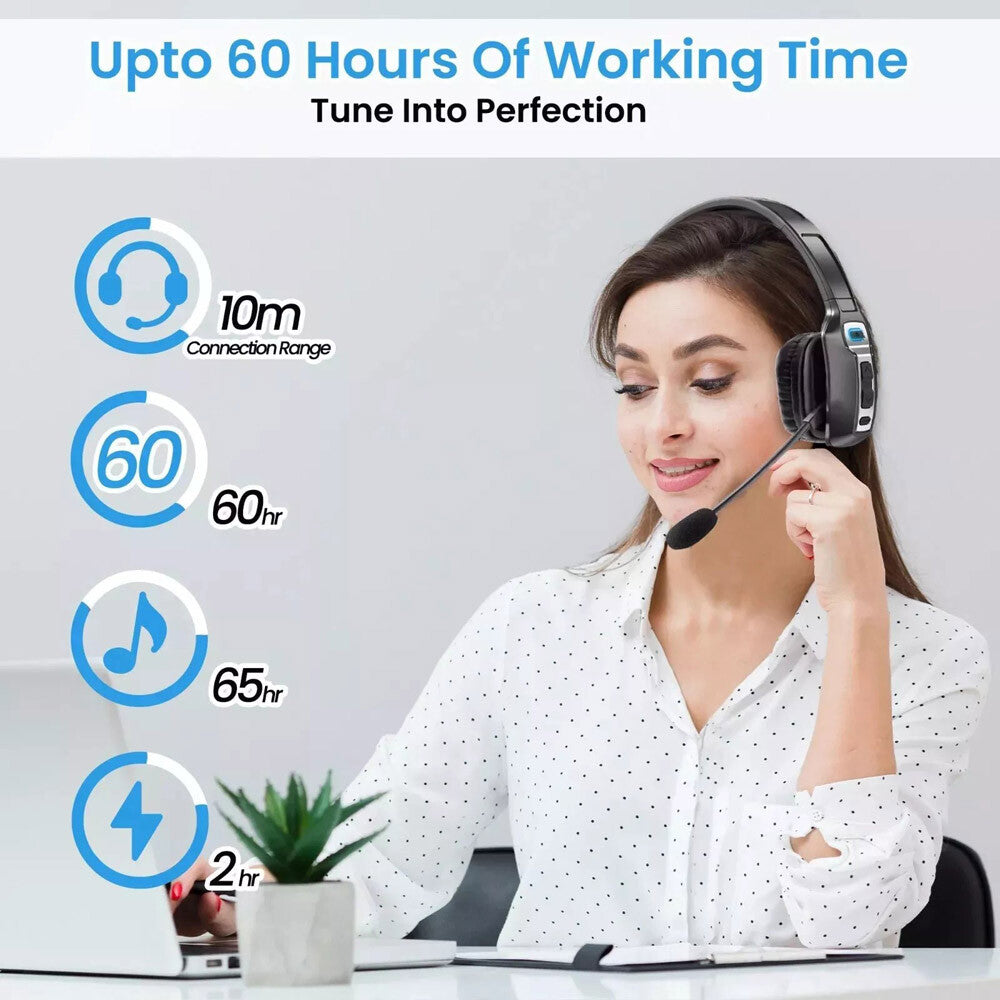 Wireless Bluetooth Trucker Headset With Noise Cancelling Technology & Microphone