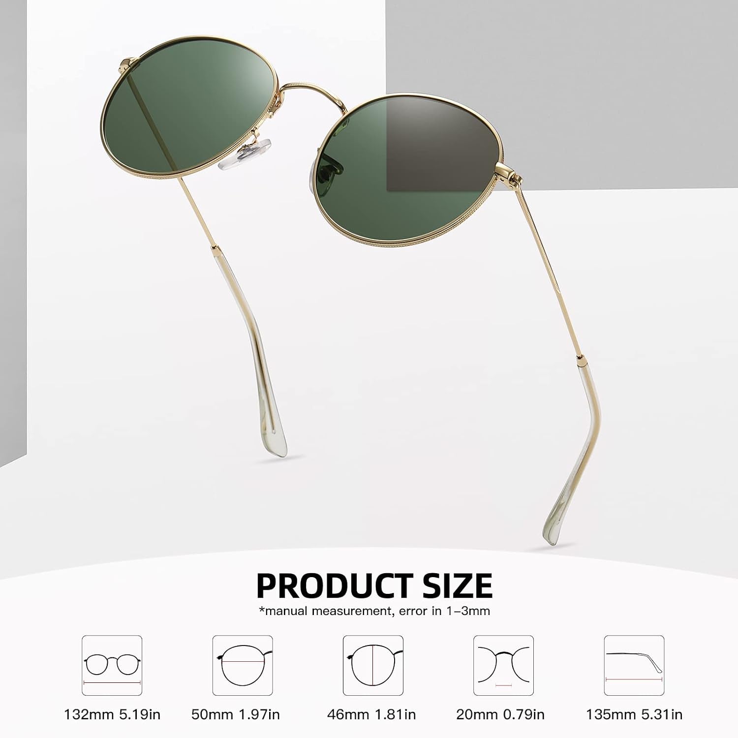 [3-PACK] Stylish Round Polarized Unisex Sunglasses With Metal Frame & UV400 Protection