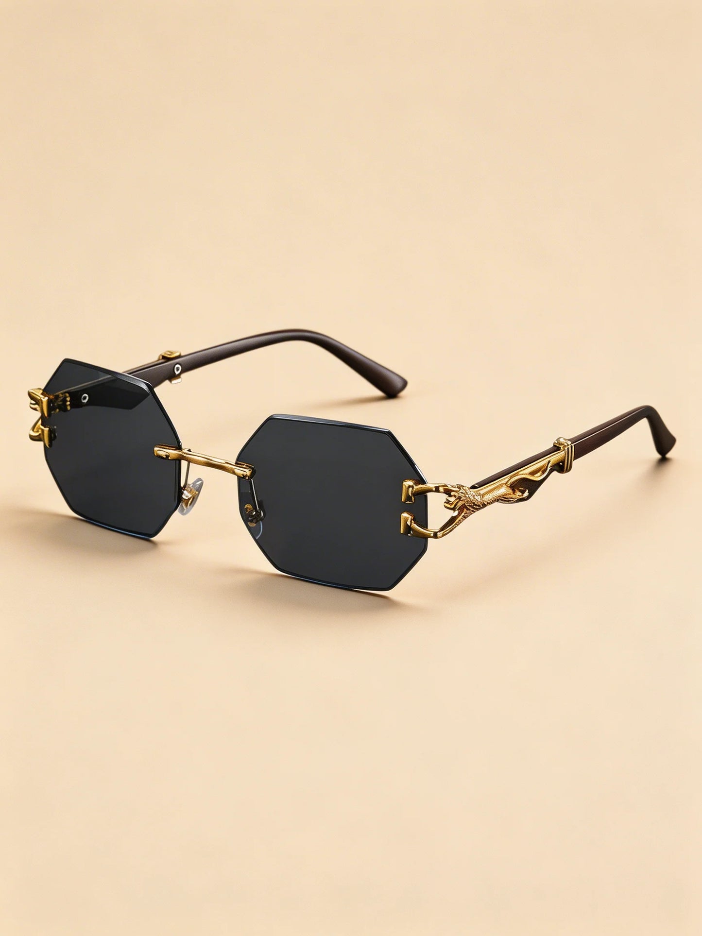 Sleek Designer Rimless Sunglasses With UV400 Protection
