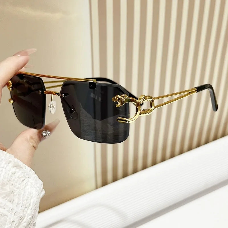 Unisex Designer Gradient Rimless Eyewear With UV400 Protection