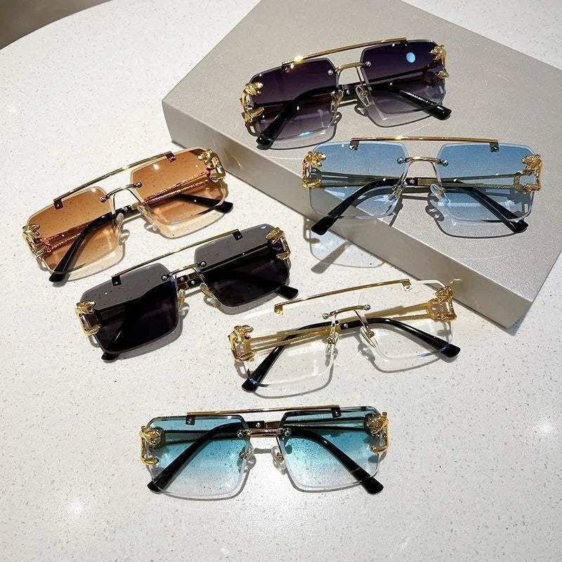 Unisex Designer Gradient Rimless Eyewear With UV400 Protection