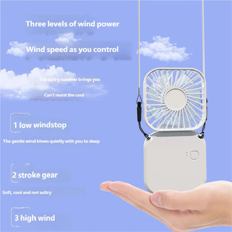 Mini Portable Folding & Hanging Neck Fan With 3 Speeds And USB Charging 