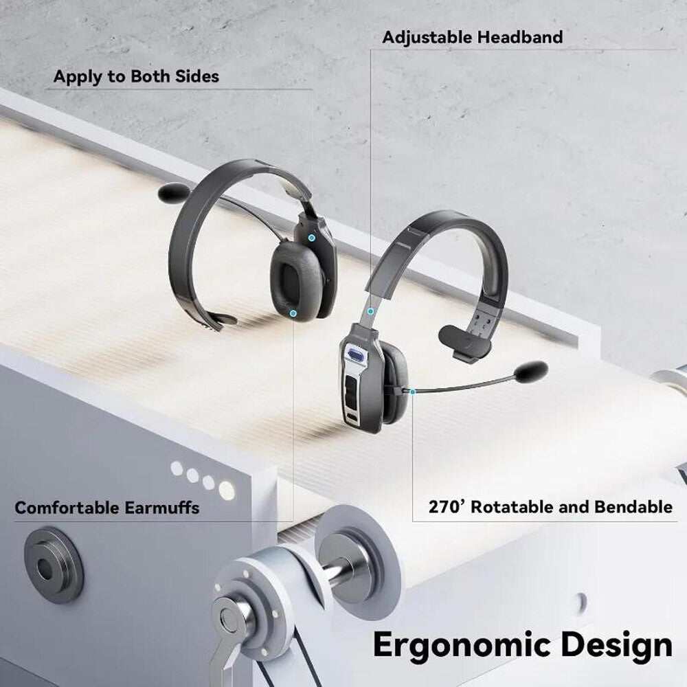 Wireless Bluetooth Trucker Headset With Noise Cancelling Technology & Microphone