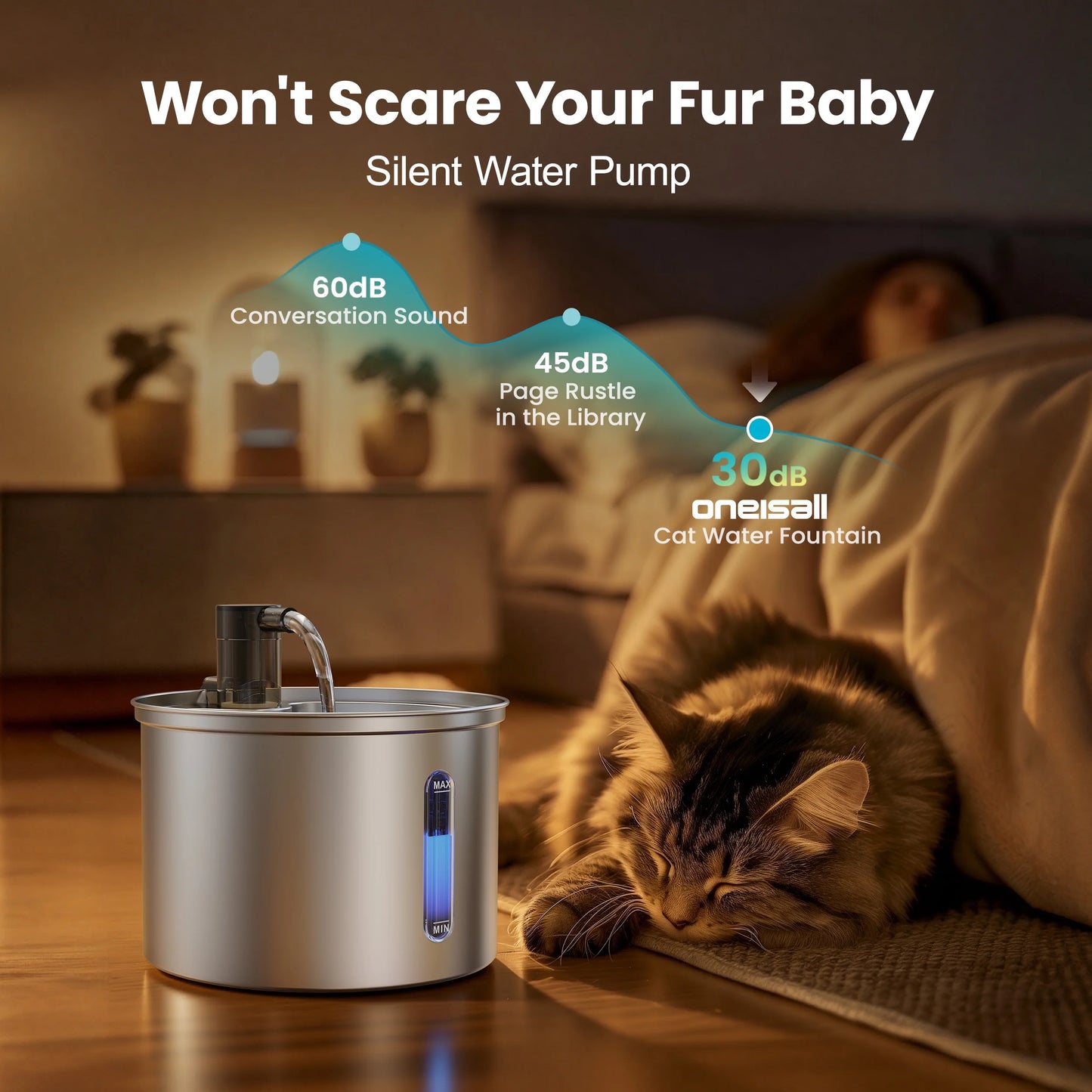 3 Liter Cat Drinking Fountain Made With Stainless Steel 
