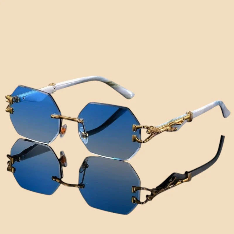 Sleek Designer Rimless Sunglasses With UV400 Protection