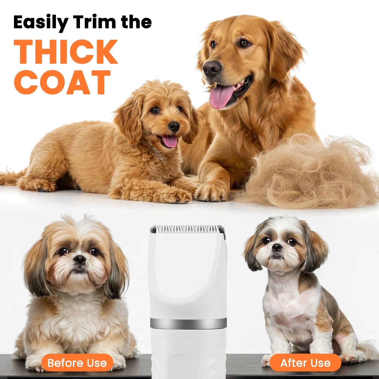 Dog Grooming Kit With Interchangeable Heads & 4 Comb Guides